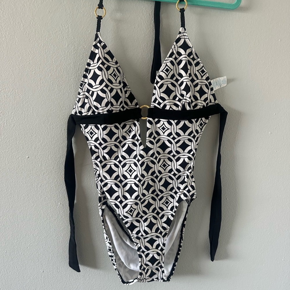Black and White Geometric One Piece Swimsuit